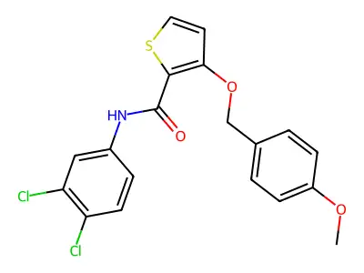 N-(3,4-dichlorophenyl)-3-[(4-methoxyphenyl)methoxy]thiophene-2-carboxamide structure