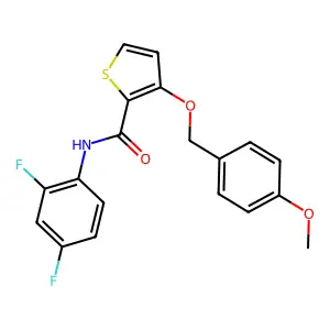 N-(2,4-difluorophenyl)-3-[(4-methoxyphenyl)methoxy]thiophene-2-carboxamide structure