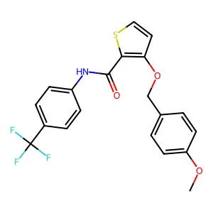 3-[(4-methoxybenzyl)oxy]-N-[4-(trifluoromethyl)phenyl]-2-thiophenecarboxamide structure