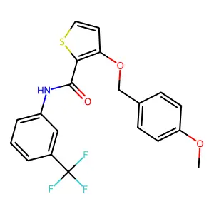 3-[(4-methoxybenzyl)oxy]-N-[3-(trifluoromethyl)phenyl]-2-thiophenecarboxamide structure