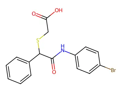 2-{[2-(4-Bromoanilino)-2-oxo-1-phenylethyl]sulfanyl}acetic acid structure
