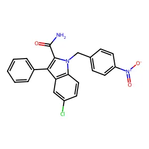 5-chloro-1-(4-nitrobenzyl)-3-phenyl-1H-indole-2-carboxamide structure