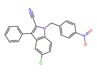 5-chloro-1-(4-nitrobenzyl)-3-phenyl-1H-indole-2-carbonitrile structure