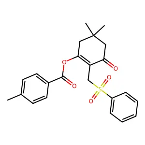 2-[(benzenesulfonyl)methyl]-5,5-dimethyl-3-oxocyclohex-1-en-1-yl 4-methylbenzoate structure