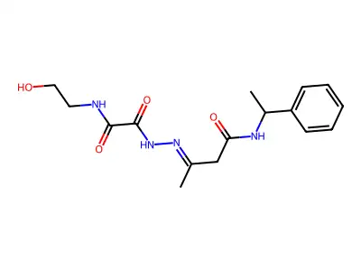2-[(2-Hydroxyethyl)amino]-2-oxoacetic acid 2-[1-methyl-3-oxo-3-[(1-phenylethyl)amino]propylidene]hydrazide structure