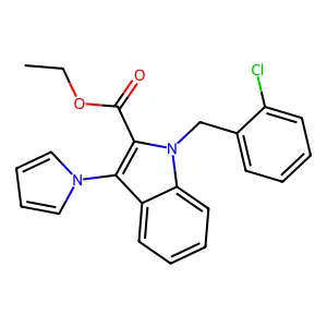 ethyl 1-(2-chlorobenzyl)-3-(1H-pyrrol-1-yl)-1H-indole-2-carboxylate structure