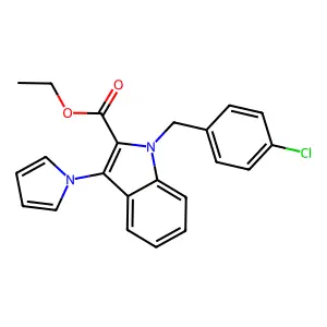 ethyl 1-(4-chlorobenzyl)-3-(1H-pyrrol-1-yl)-1H-indole-2-carboxylate structure