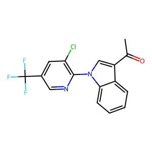 1-{1-[3-chloro-5-(trifluoromethyl)-2-pyridinyl]-1H-indol-3-yl}-1-ethanone structure