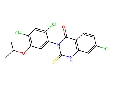 7-chloro-3-(2,4-dichloro-5-isopropoxyphenyl)-2-sulfanyl-4(3H)-quinazolinone structure