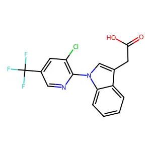 2-{1-[3-Chloro-5-(trifluoromethyl)-2-pyridinyl]-1H-indol-3-yl}acetic acid structure