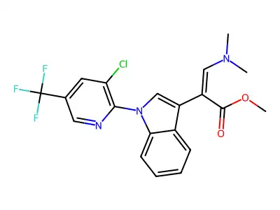 methyl 2-[1-[3-chloro-5-(trifluoromethyl)pyridin-2-yl]indol-3-yl]-3-(dimethylamino)prop-2-enoate structure