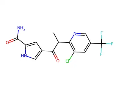 4-{2-[3-chloro-5-(trifluoromethyl)pyridin-2-yl]propanoyl}-1H-pyrrole-2-carboxamide structure