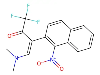 4-(Dimethylamino)-1,1,1-trifluoro-3-(1-nitronaphthalen-2-yl)but-3-en-2-one structure