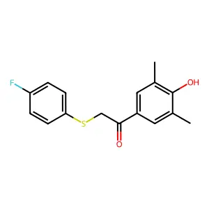 2-[(4-Fluorophenyl)sulfanyl]-1-(4-hydroxy-3,5-dimethylphenyl)-1-ethanone structure
