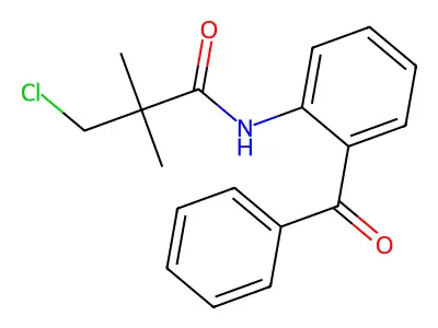 N-(2-benzoylphenyl)-3-chloro-2,2-dimethylpropanamide structure