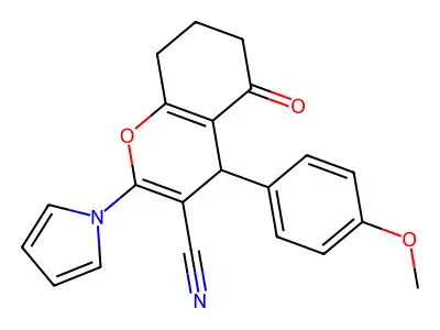 4-(4-methoxyphenyl)-5-oxo-2-(1H-pyrrol-1-yl)-5,6,7,8-tetrahydro-4H-chromene-3-carbonitrile structure