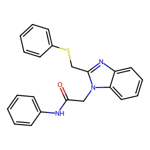 N-Phenyl-2-(2-((phenylsulfanyl)methyl)-1H-1,3-benzimidazol-1-yl)acetamide structure