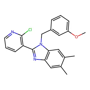 2-(2-chloro-3-pyridinyl)-1-(3-methoxybenzyl)-5,6-dimethyl-1H-1,3-benzimidazole structure