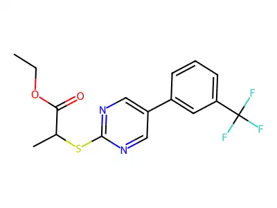 Ethyl 2-((5-(3-(trifluoromethyl)phenyl)-2-pyrimidinyl)sulfanyl)propanoate structure