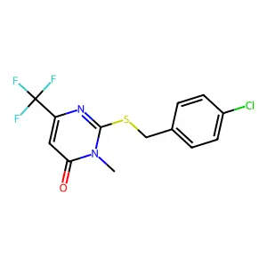 2-((4-Chlorobenzyl)sulfanyl)-3-methyl-6-(trifluoromethyl)-4(3H)-pyrimidinone structure