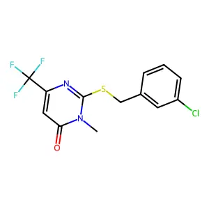2-((3-Chlorobenzyl)sulfanyl)-3-methyl-6-(trifluoromethyl)-4(3H)-pyrimidinone structure