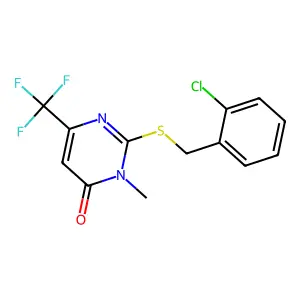 2-((2-Chlorobenzyl)sulfanyl)-3-methyl-6-(trifluoromethyl)-4(3H)-pyrimidinone structure