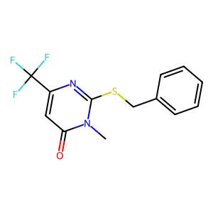 2-(benzylsulfanyl)-3-methyl-6-(trifluoromethyl)-4(3H)-pyrimidinone structure