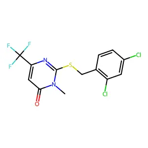 2-[(2,4-dichlorobenzyl)sulfanyl]-3-methyl-6-(trifluoromethyl)-4(3H)-pyrimidinone structure