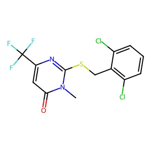 2-((2,6-Dichlorobenzyl)sulfanyl)-3-methyl-6-(trifluoromethyl)-4(3H)-pyrimidinone structure