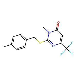 3-Methyl-2-((4-methylbenzyl)sulfanyl)-6-(trifluoromethyl)-4(3H)-pyrimidinone structure