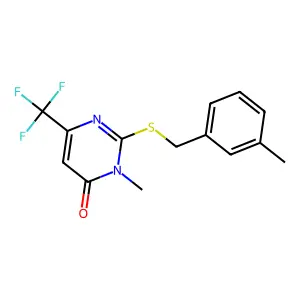 3-Methyl-2-((3-methylbenzyl)sulfanyl)-6-(trifluoromethyl)-4(3H)-pyrimidinone structure