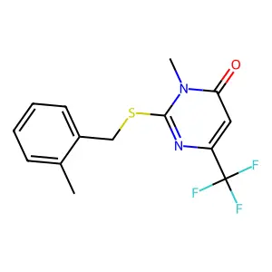 3-Methyl-2-((2-methylbenzyl)sulfanyl)-6-(trifluoromethyl)-4(3H)-pyrimidinone structure