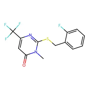 2-((2-Fluorobenzyl)sulfanyl)-3-methyl-6-(trifluoromethyl)-4(3H)-pyrimidinone structure