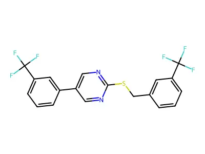 2-{[3-(Trifluoromethyl)benzyl]sulfanyl}-5-[3-(trifluoromethyl)phenyl]pyrimidine structure