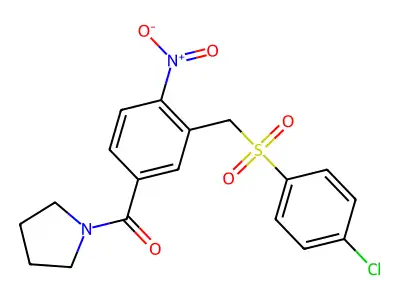 (3-{[(4-Chlorophenyl)sulfonyl]methyl}-4-nitrophenyl)(1-pyrrolidinyl)methanone structure
