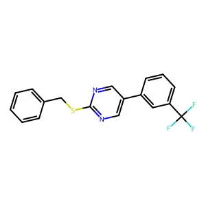 2-(Benzylsulfanyl)-5-(3-(trifluoromethyl)phenyl)pyrimidine structure