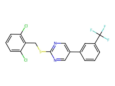 2,6-Dichlorobenzyl 5-(3-(trifluoromethyl)phenyl)-2-pyrimidinyl sulfide structure