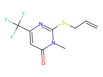 2-(allylsulfanyl)-3-methyl-6-(trifluoromethyl)-4(3H)-pyrimidinone structure