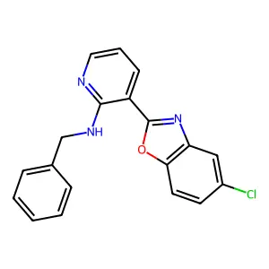 N-benzyl-3-(5-chloro-1,3-benzoxazol-2-yl)pyridin-2-amine structure