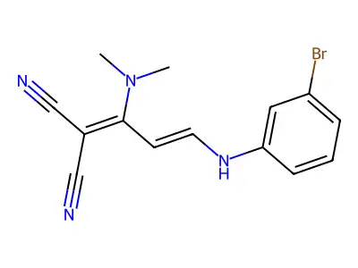 2-[3-(3-Bromoanilino)-1-(dimethylamino)prop-2-enylidene]propanedinitrile structure