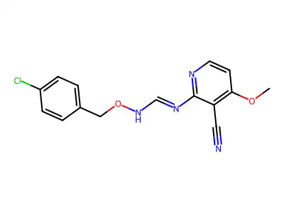 N'-[(4-chlorobenzyl)oxy]-N-(3-cyano-4-methoxy-2-pyridinyl)iminoformamide structure
