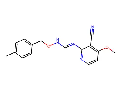 N-(3-cyano-4-methoxy-2-pyridinyl)-N'-[(4-methylbenzyl)oxy]iminoformamide structure
