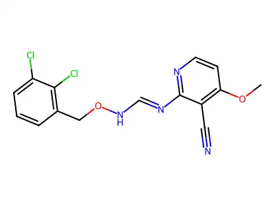 N-(3-cyano-4-methoxy-2-pyridinyl)-N'-[(2,3-dichlorobenzyl)oxy]iminoformamide structure