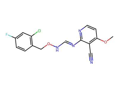 N'-[(2-chloro-4-fluorobenzyl)oxy]-N-(3-cyano-4-methoxy-2-pyridinyl)iminoformamide structure
