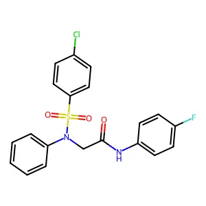 2-(N-(4-chlorophenyl)sulfonylanilino)-N-(4-fluorophenyl)acetamide structure