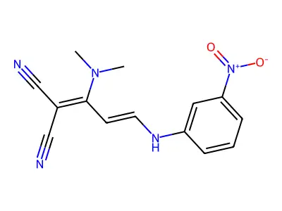 2-[1-(dimethylamino)-3-(3-nitroanilino)-2-propenylidene]malononitrile structure