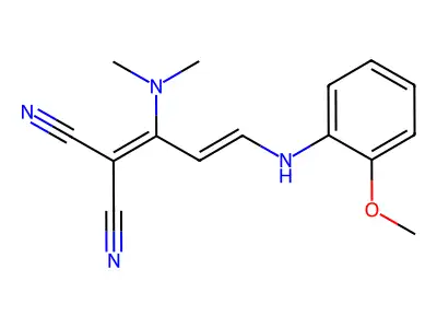 2-[1-(Dimethylamino)-3-(2-methoxyanilino)prop-2-enylidene]propanedinitrile structure