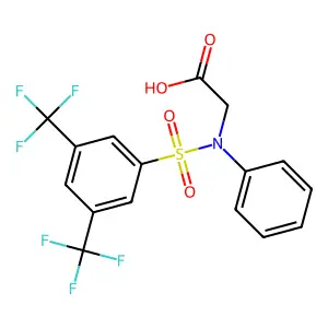 2-({[3,5-Bis(trifluoromethyl)phenyl]sulfonyl}anilino)acetic acid structure