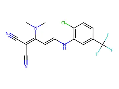 2-[3-[2-chloro-5-(trifluoromethyl)anilino]-1-(dimethylamino)-2-propenylidene]malononitrile structure