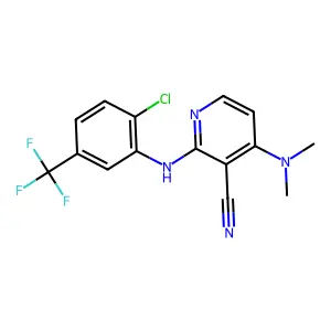 2-[2-Chloro-5-(trifluoromethyl)anilino]-4-(dimethylamino)nicotinonitrile structure